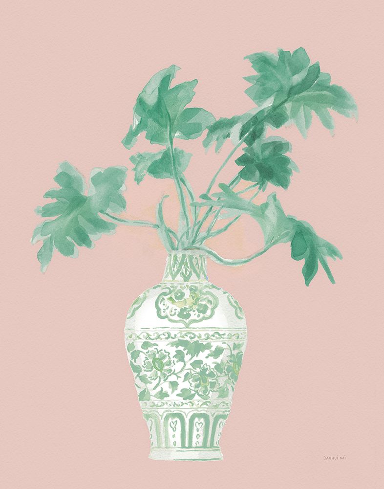 Wall Art Painting id:546744, Name: Palm Chinoiserie III Pink Green v2, Artist: Nai, Danhui