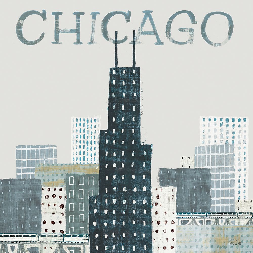 Wall Art Painting id:546766, Name: Chicago Landmarks I, Artist: Mullan, Michael