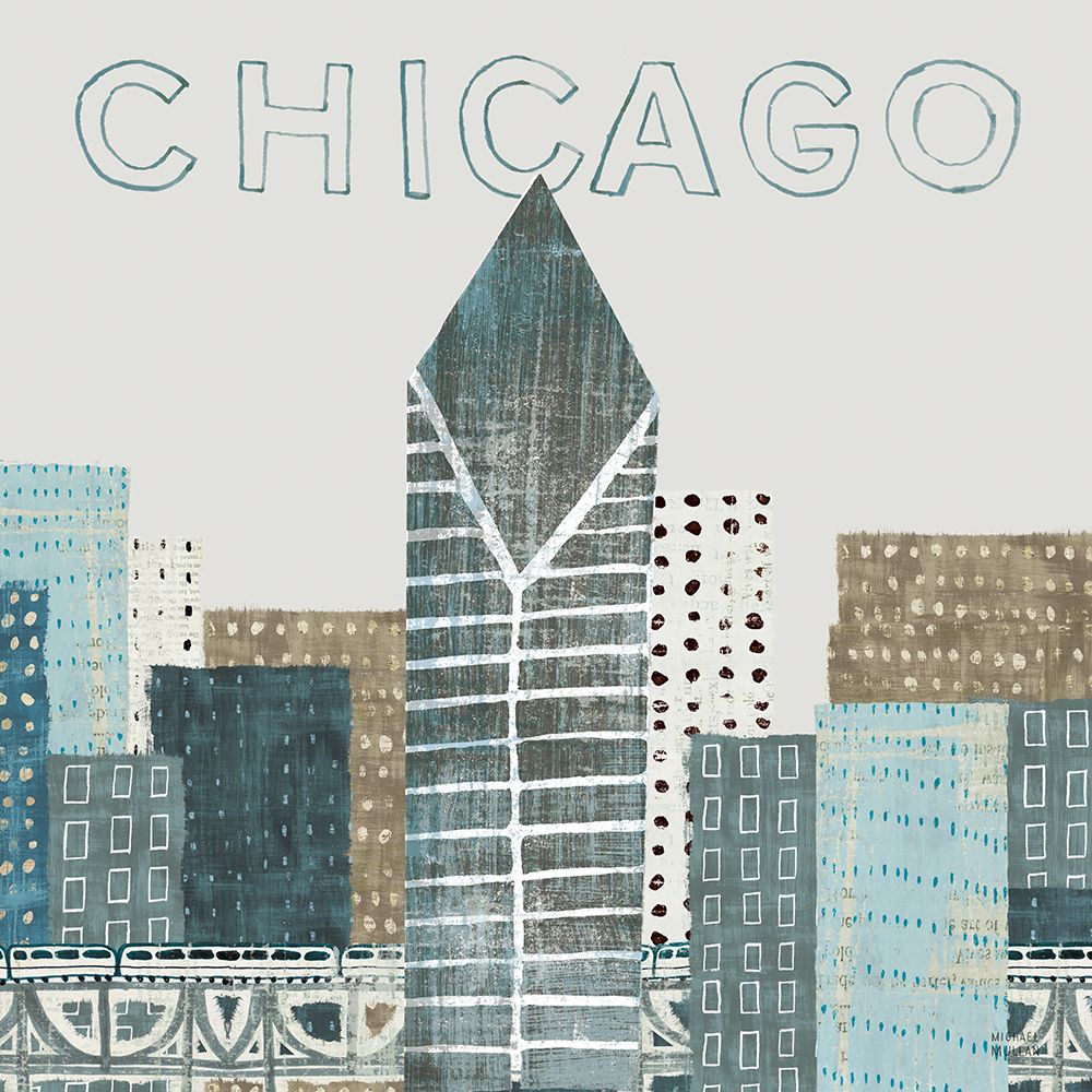 Wall Art Painting id:546767, Name: Chicago Landmarks II, Artist: Mullan, Michael