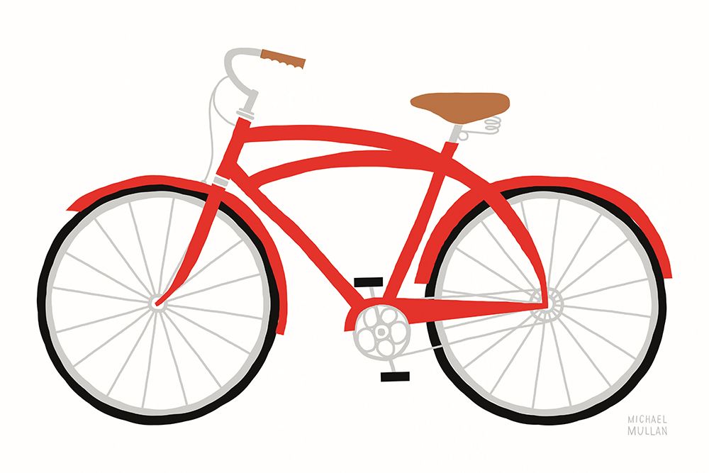 Wall Art Painting id:653869, Name: Red Beach Cruiser, Artist: Mullan, Michael
