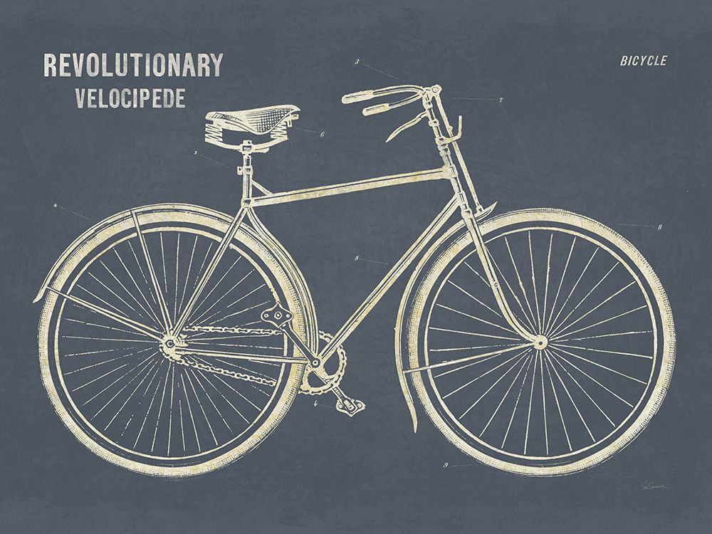 Wall Art Painting id:637656, Name: Blueprint Bicycle Flipped Gray, Artist: Schlabach, Sue
