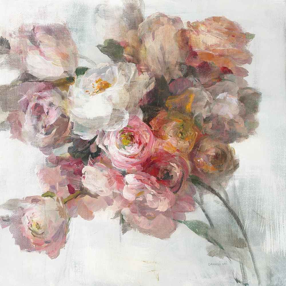 Wall Art Painting id:718990, Name: Blush Bouquet on White, Artist: Nai, Danhui