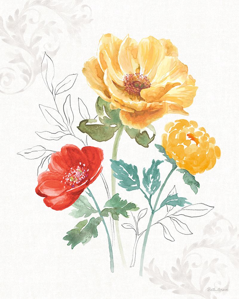 Wall Art Painting id:686785, Name: Sunny Bouquets I, Artist: Grove, Beth