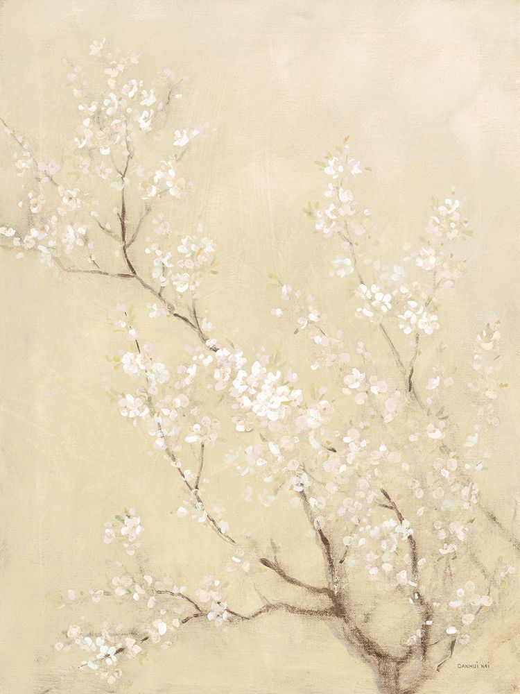 Wall Art Painting id:686809, Name: White Cherry Blossoms I Linen, Artist: Nai, Danhui