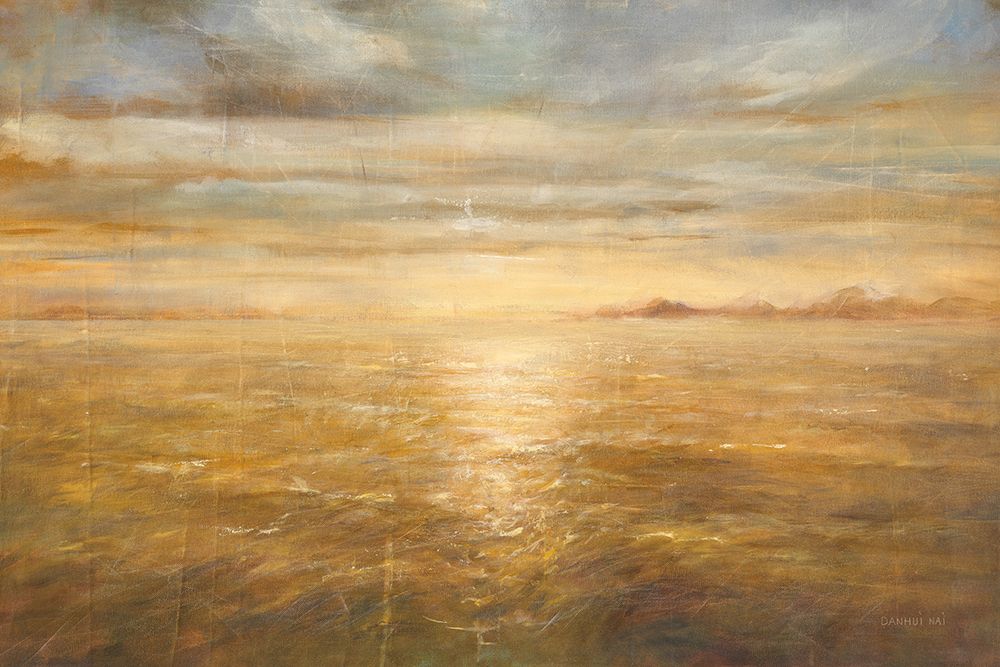 Wall Art Painting id:755728, Name: Serene Sea I Gold, Artist: Nai, Danhui