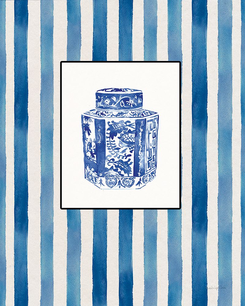 Wall Art Painting id:722671, Name: Chinoiserie Vase I Stripes, Artist: Charro, Mercedes Lopez