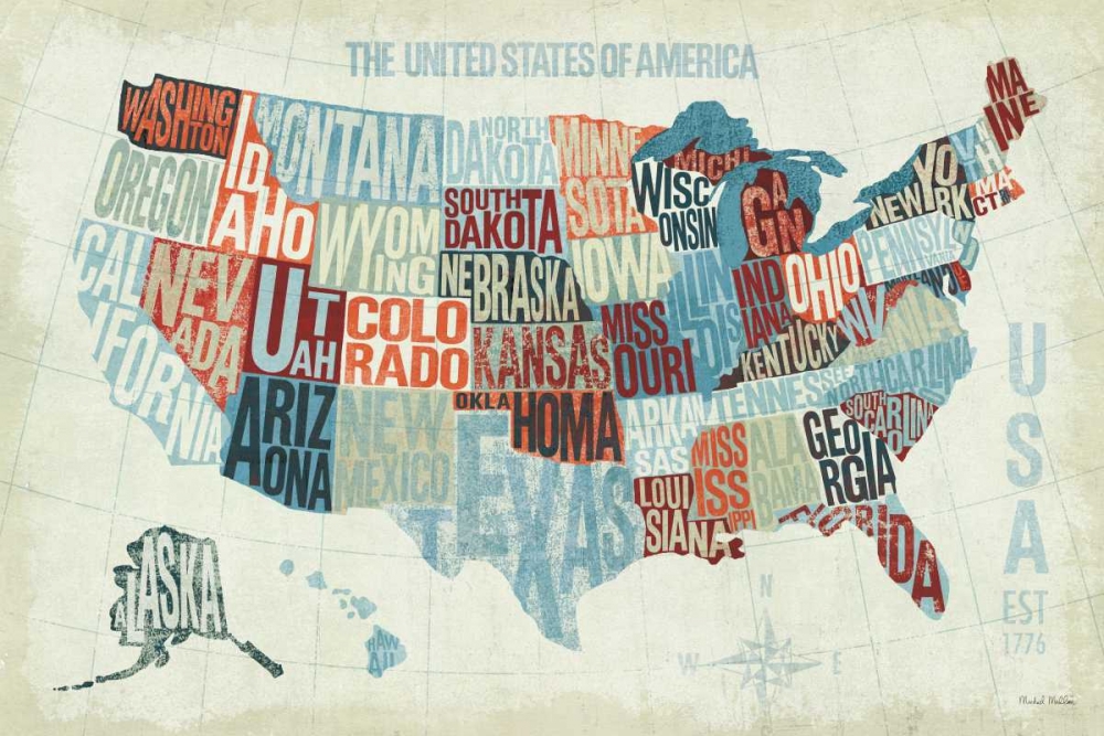 Wall Art Painting id:18477, Name: USA Modern Blue, Artist: Mullan, Michael