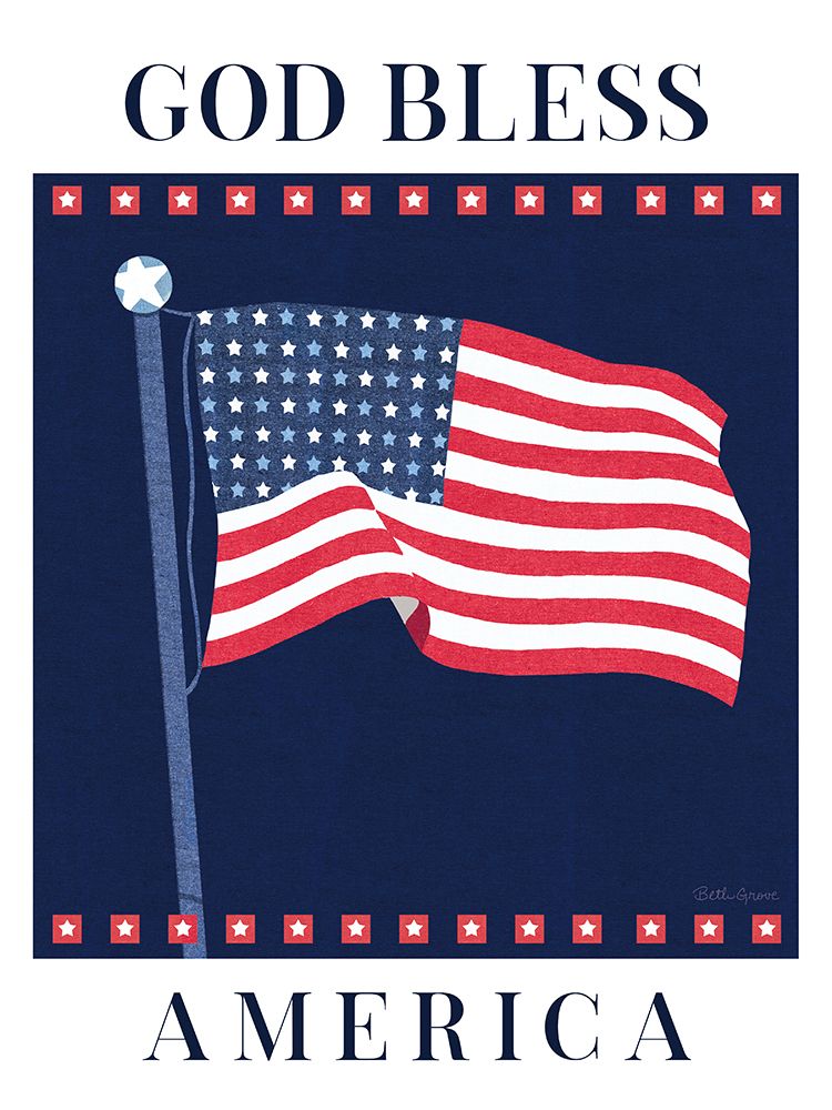 Wall Art Painting id:766653, Name: Stars and Stripes Bless America, Artist: Grove, Beth