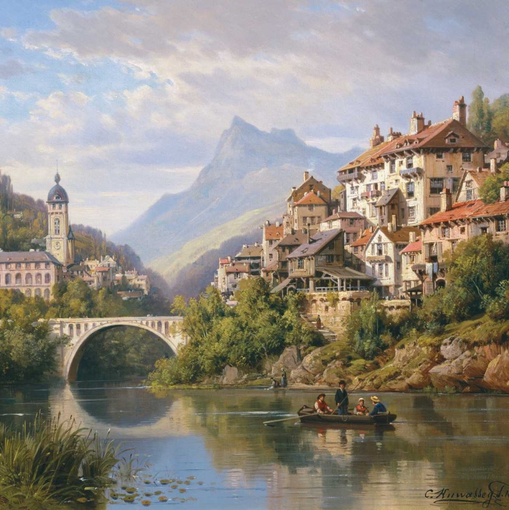 Wall Art Painting id:20619, Name: Riverside Village II, Artist: Kuwasseg, Charles