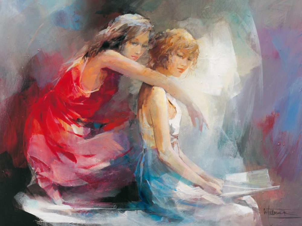 Wall Art Painting id:19493, Name: Two Girl friends II, Artist: Haenraets, Willem