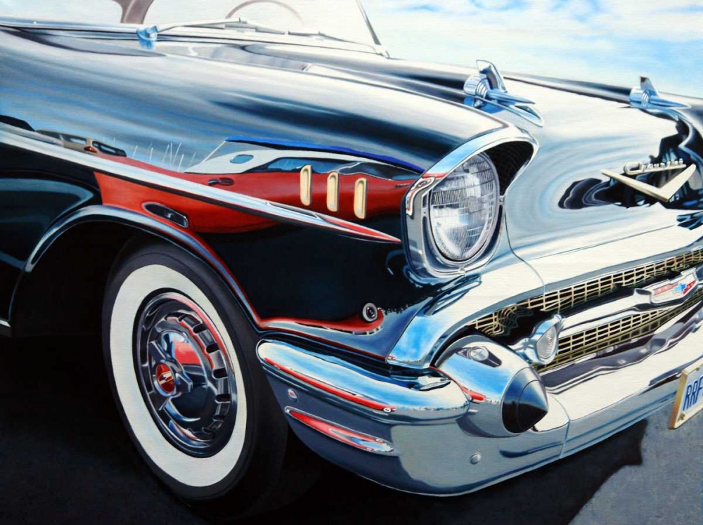 Wall Art Painting id:81352, Name: T-Bird on Chevy Reflections, Artist: Schuh, Michael