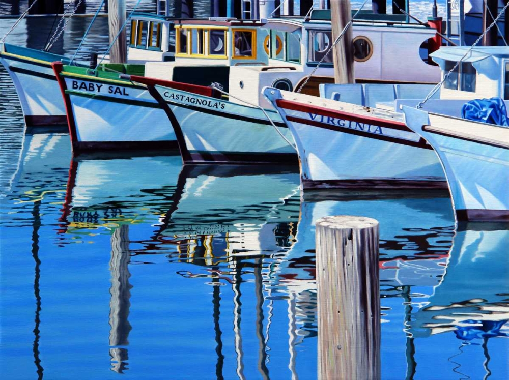 Wall Art Painting id:81354, Name: Fishermans Wharf Reflections, Artist: Schuh, Michael