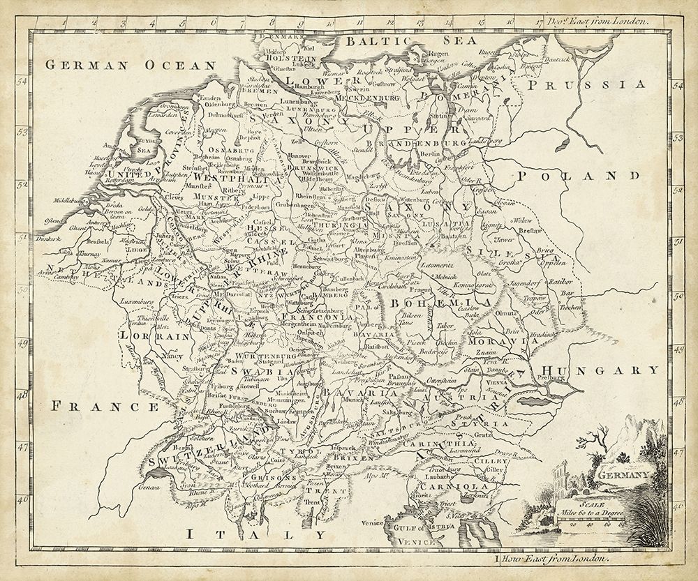 Wall Art Painting id:234377, Name: Map of Germany, Artist: Jeffreys, T.