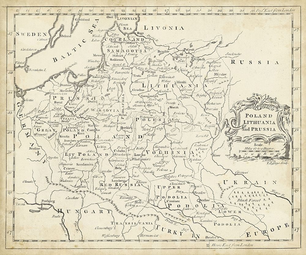 Wall Art Painting id:234378, Name: Map of Poland, Artist: Jeffreys, T.