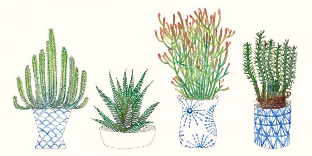 Wall Art Painting id:147754, Name: Four Succulents I, Artist: Wang, Melissa