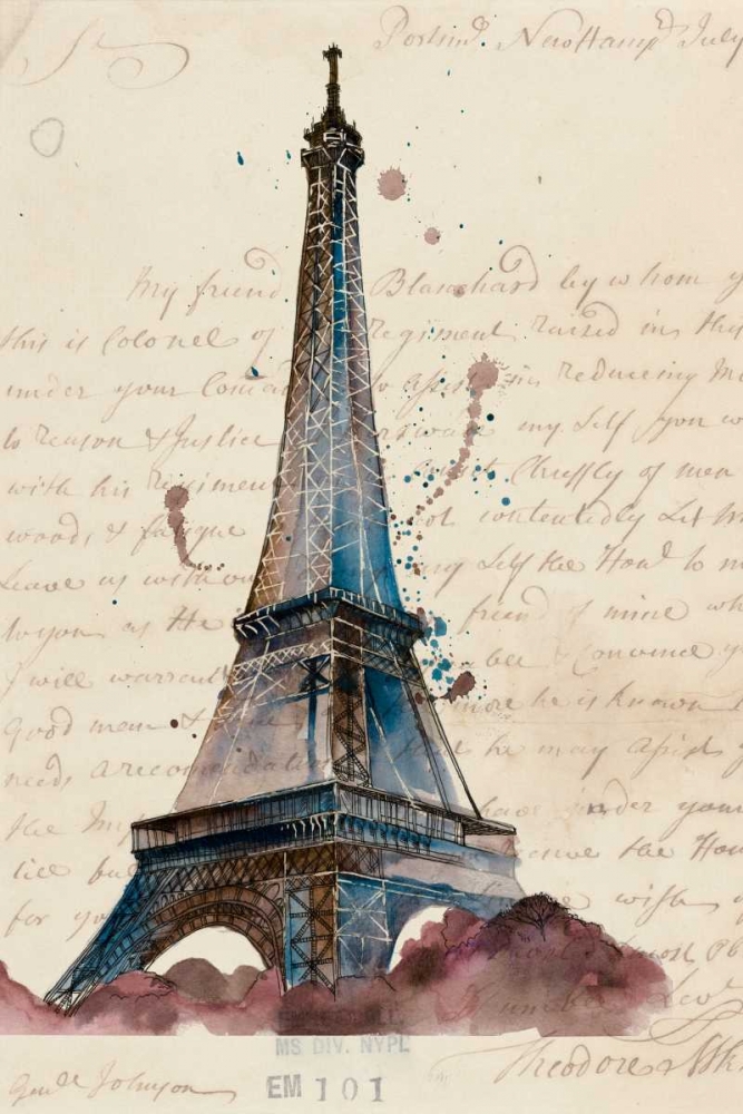 Wall Art Painting id:147912, Name: Letters from Eiffel, Artist: Wang, Melissa