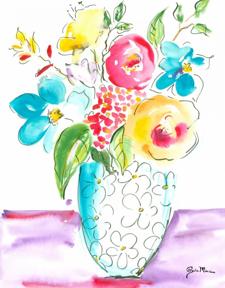 Wall Art Painting id:60923, Name: Flower Burst Vase I, Artist: Minasian, Julia