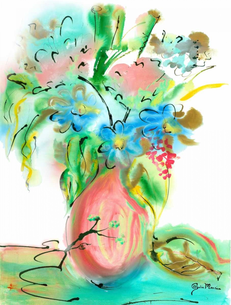Wall Art Painting id:60924, Name: Flower Burst Vase II, Artist: Minasian, Julia