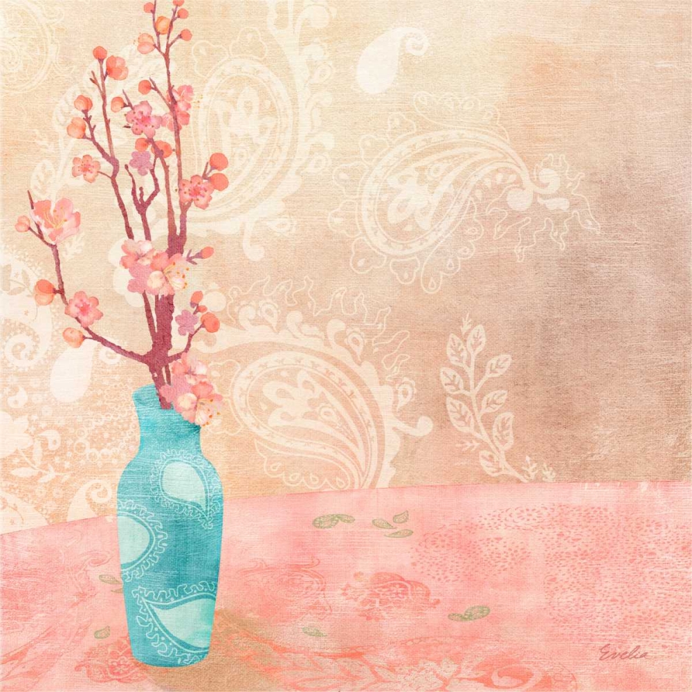 Wall Art Painting id:76367, Name: Vase of Cherry Blossoms II, Artist: Evelia Designs