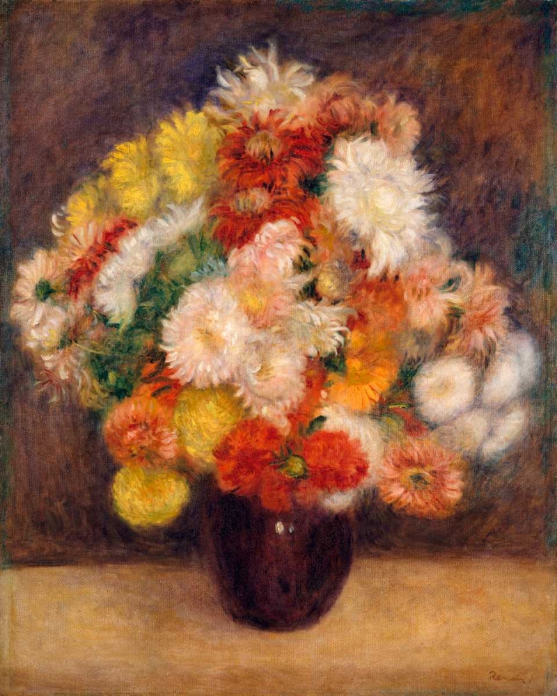 Wall Art Painting id:165552, Name: Bouquet of Chrysanthemums, Artist: Renoir, Pierre-Auguste