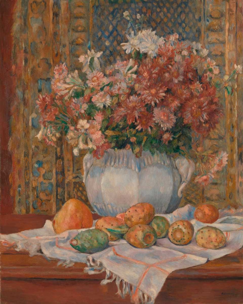 Wall Art Painting id:165553, Name: Still Life with Flowers and Prickly Pears, Artist: Renoir, Pierre-Auguste
