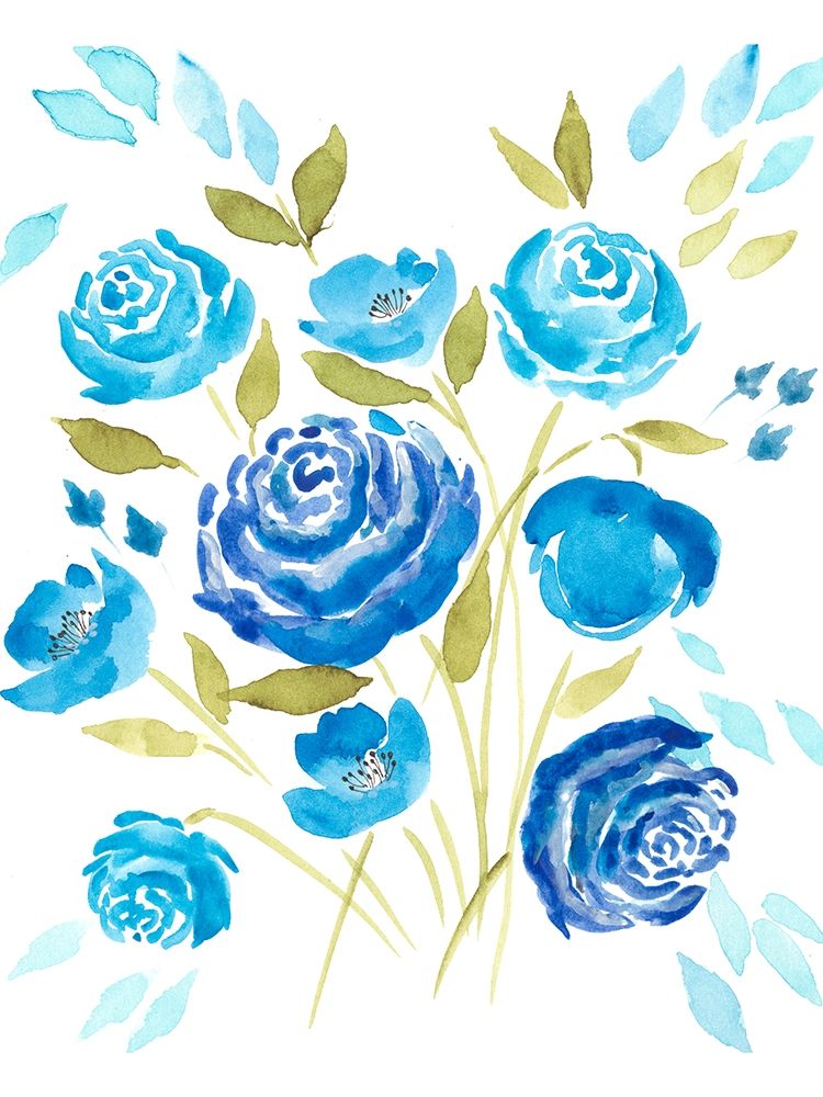 Wall Art Painting id:209347, Name: Cerulean Blooms I, Artist: Moore, Regina