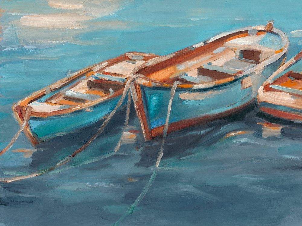 Wall Art Painting id:209532, Name: Tethered Row Boats I, Artist: Harper, Ethan