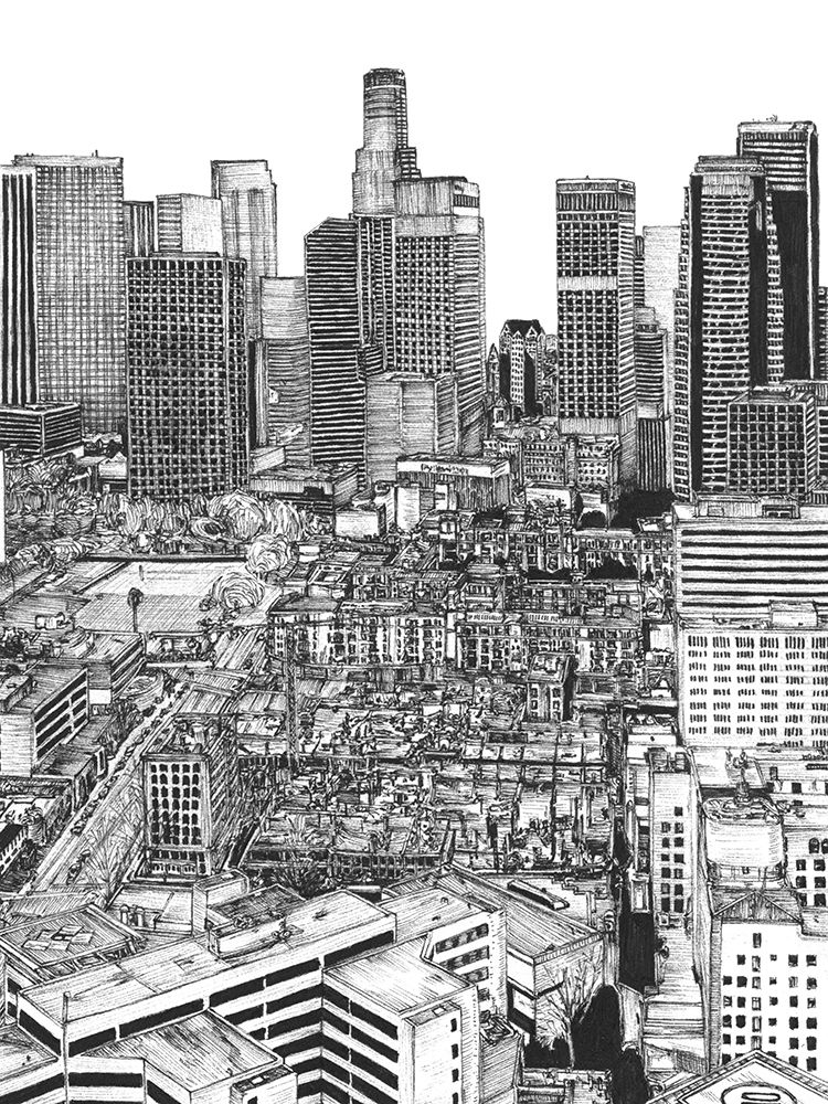 Wall Art Painting id:218071, Name: BandW Us Cityscape-Los Angeles, Artist: Wang, Melissa