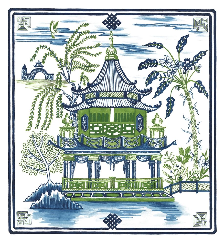 Wall Art Painting id:228477, Name: Pagoda Visit I, Artist: Wang, Melissa