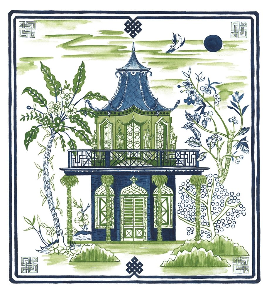 Wall Art Painting id:228478, Name: Pagoda Visit II, Artist: Wang, Melissa