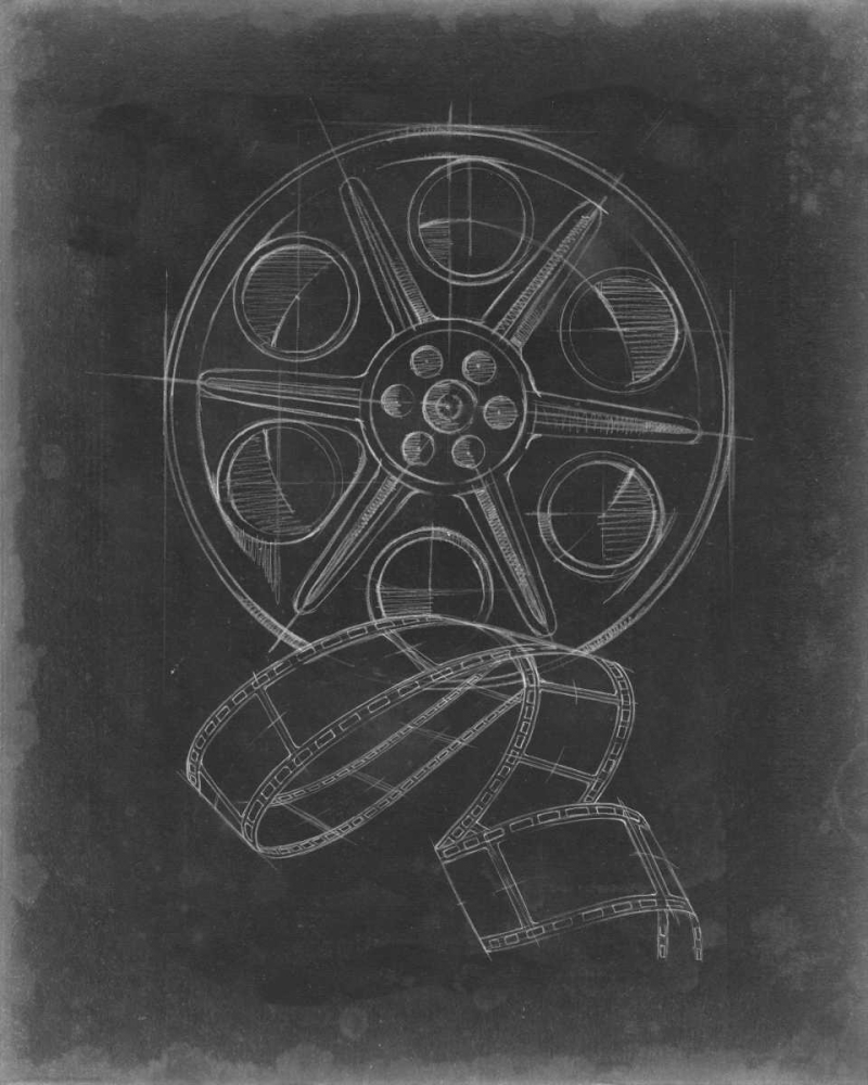 Wall Art Painting id:121408, Name: Film and Reel Blueprint I, Artist: Harper, Ethan