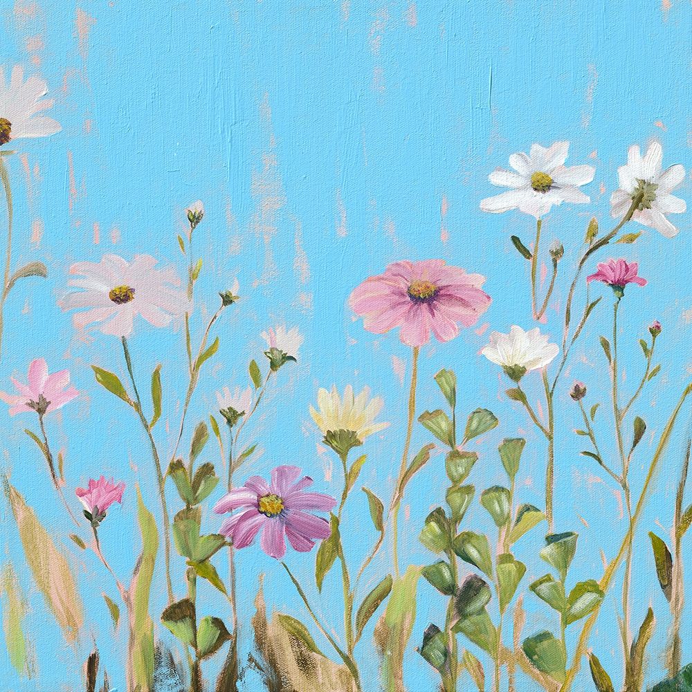 Wall Art Painting id:301906, Name: Wild Flowers on Cerulean I, Artist: Iafrate, Sandra