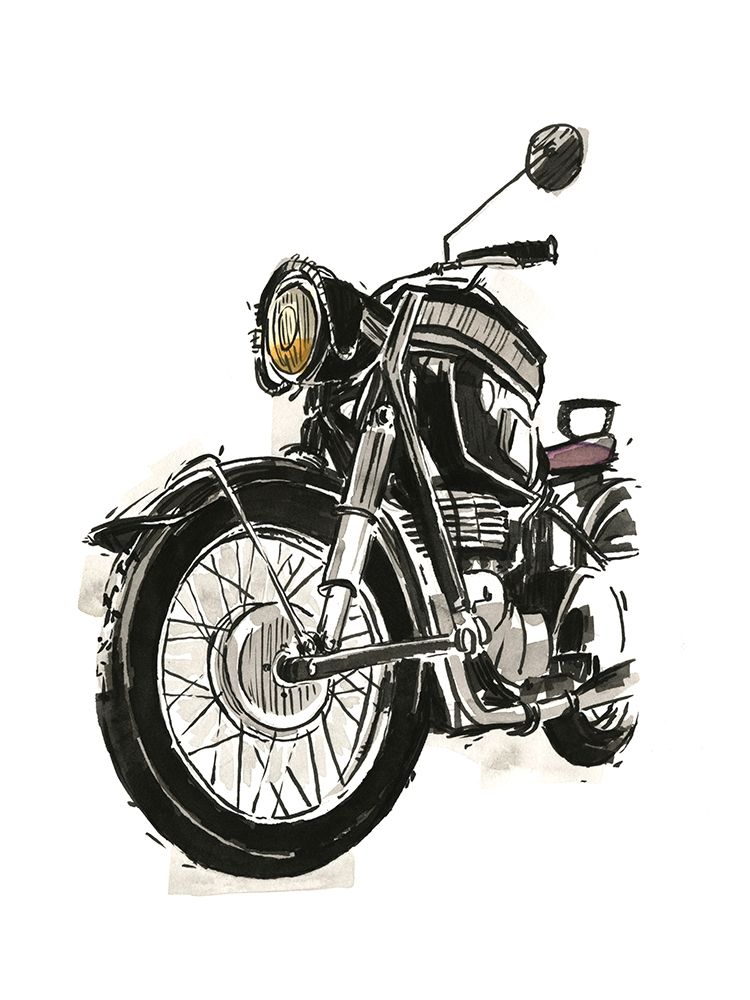 Wall Art Painting id:313137, Name: Motorcycles in Ink IV, Artist: Warren, Annie