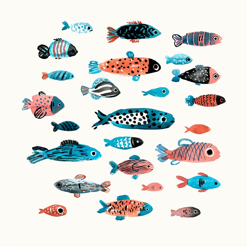 Wall Art Painting id:313776, Name: Fish School I, Artist: Warren, Annie