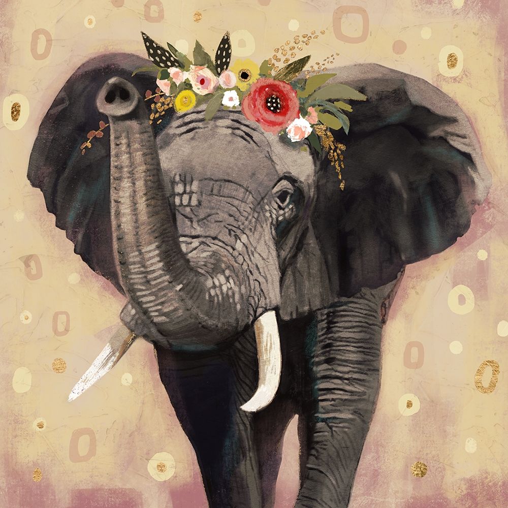 Wall Art Painting id:339588, Name: Klimt Elephant II, Artist: Barnes, Victoria