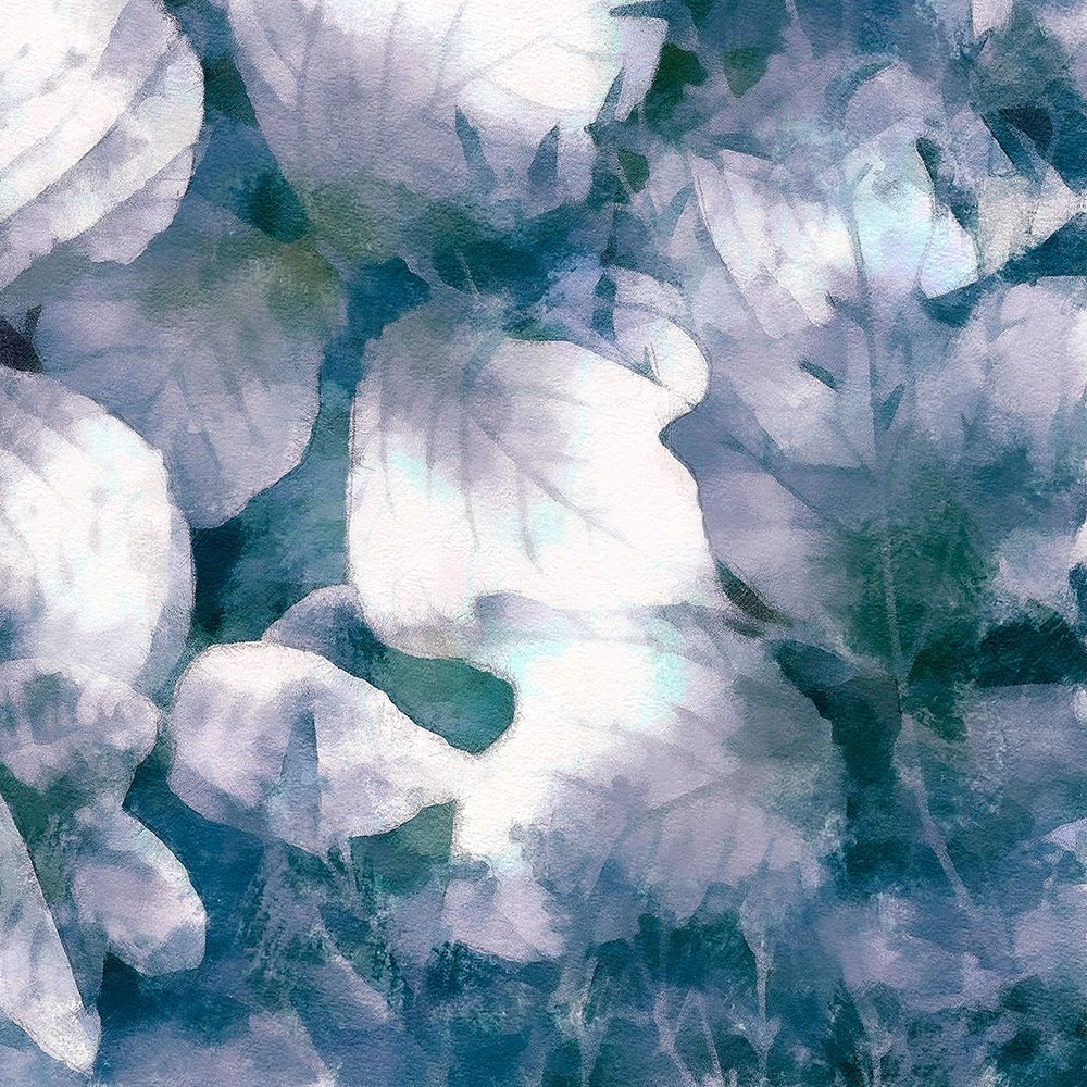 Wall Art Painting id:418125, Name: Blue Shaded Leaves IV, Artist: Saunders, Alonzo