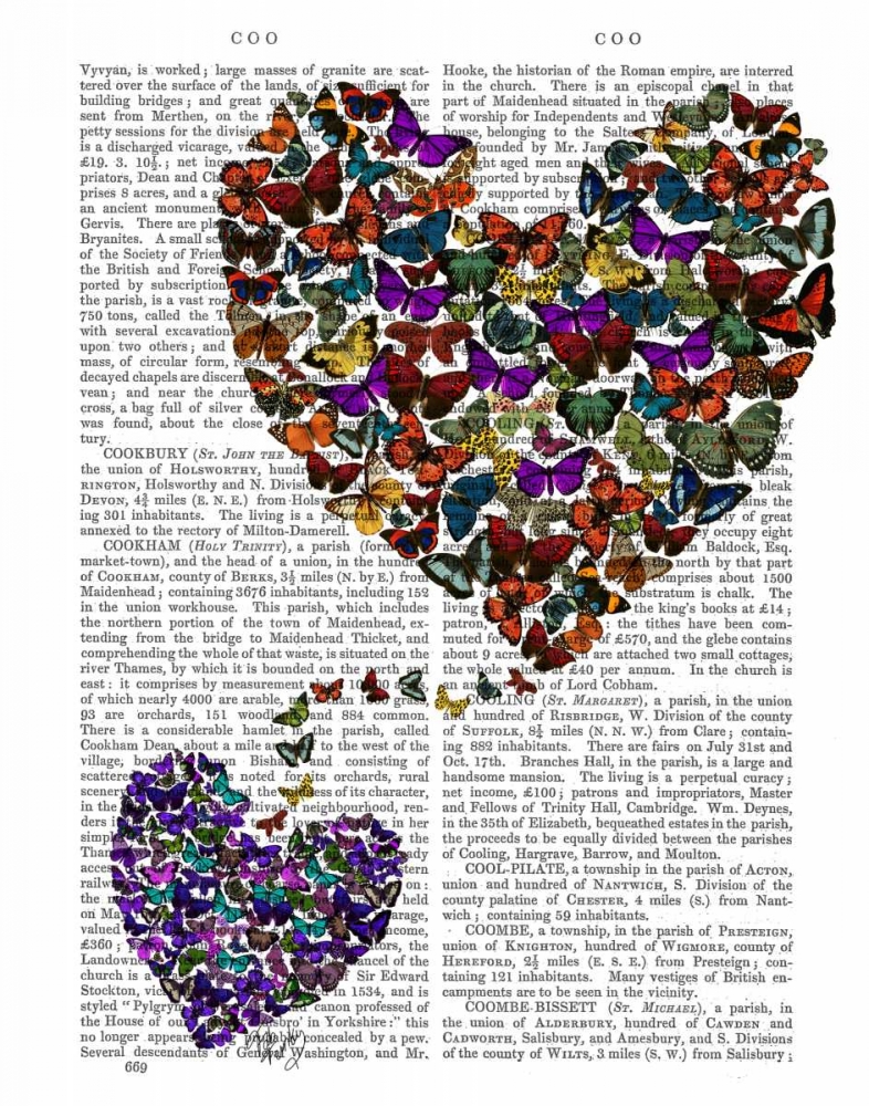 Wall Art Painting id:67326, Name: Two Butterfly Hearts, Artist: Fab Funky