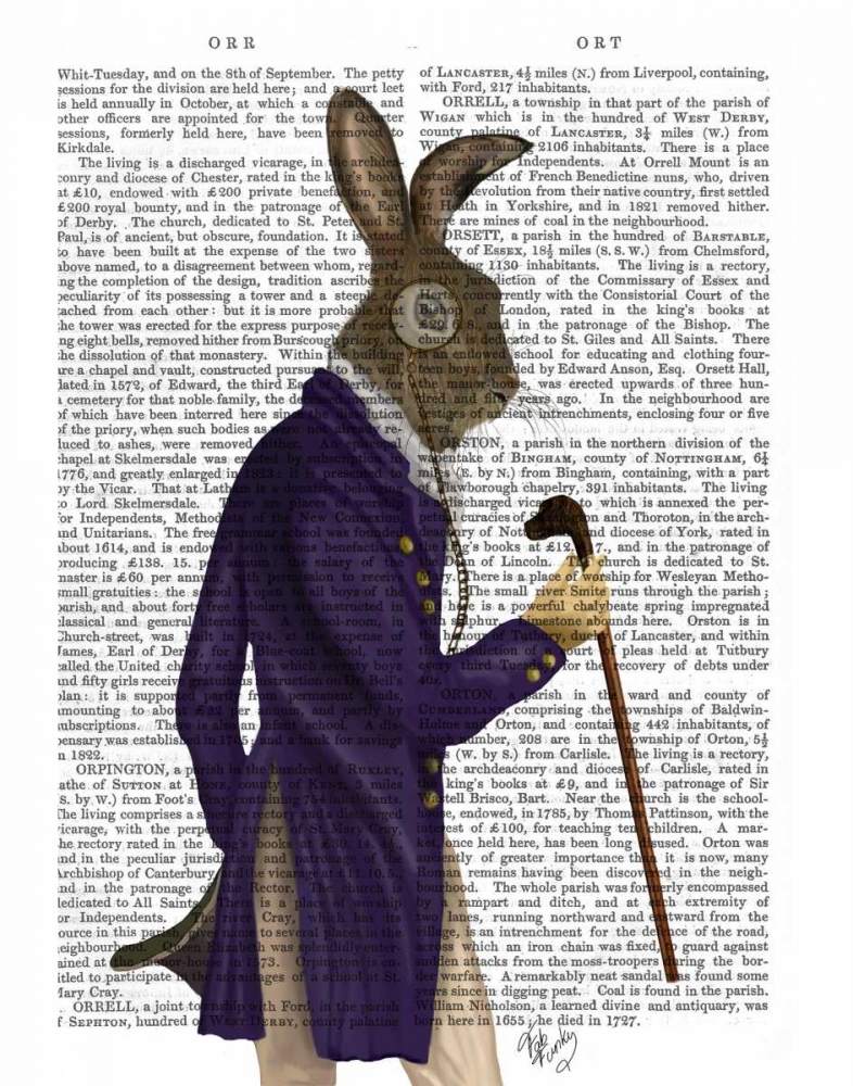 Wall Art Painting id:67339, Name: Hare In Purple Coat, Artist: Fab Funky