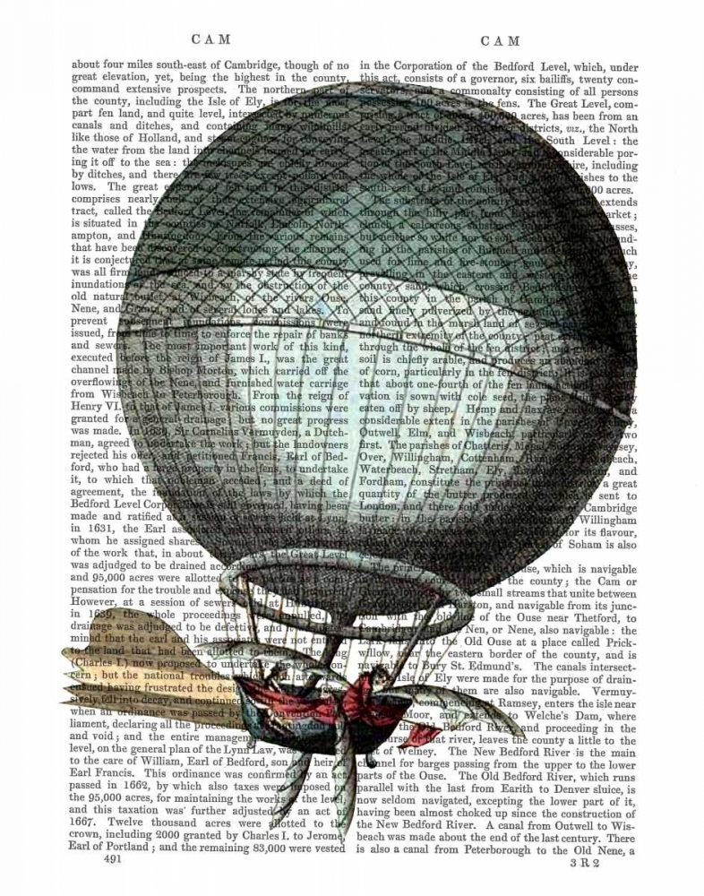 Wall Art Painting id:67843, Name: Blanchard Vintage Hot Air Balloon, Artist: Fab Funky