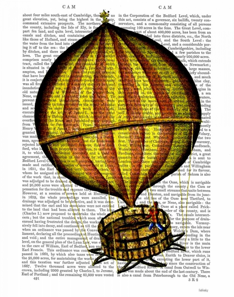 Wall Art Painting id:67848, Name: Hot Air Balloon Yellow and Red, Artist: Fab Funky