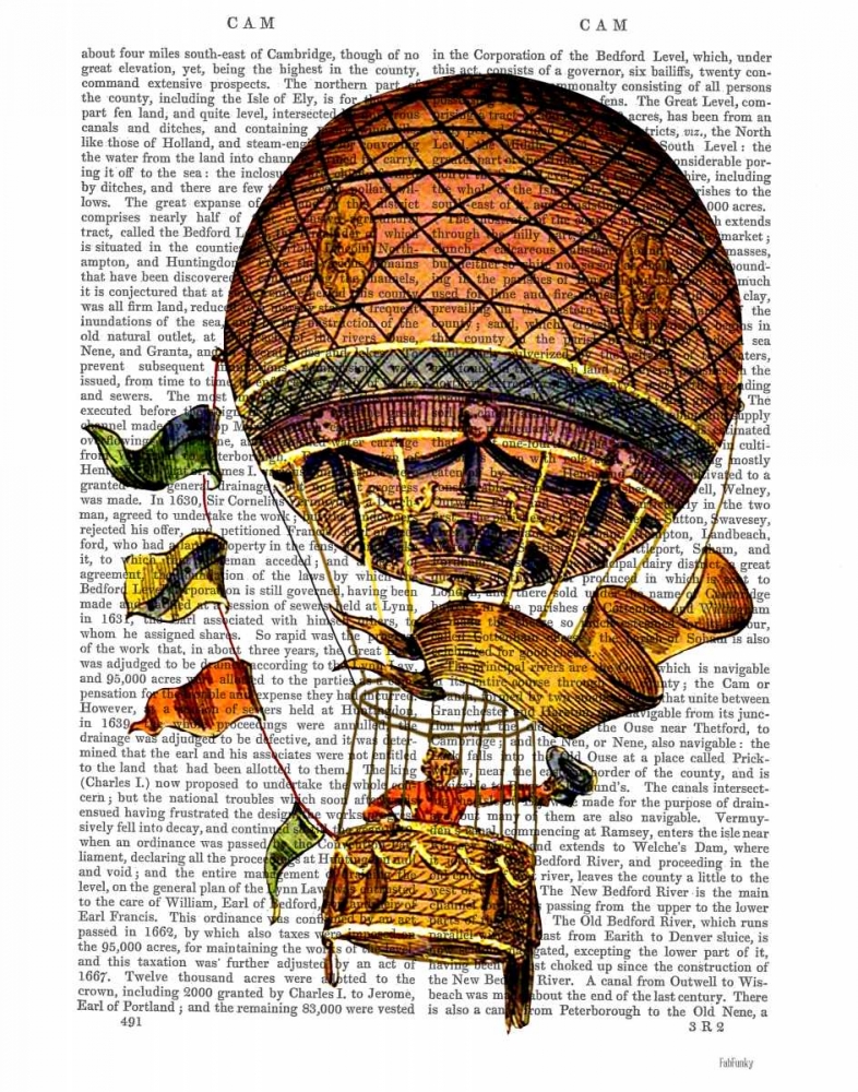 Wall Art Painting id:67849, Name: Hot Air Balloon with Flags, Artist: Fab Funky