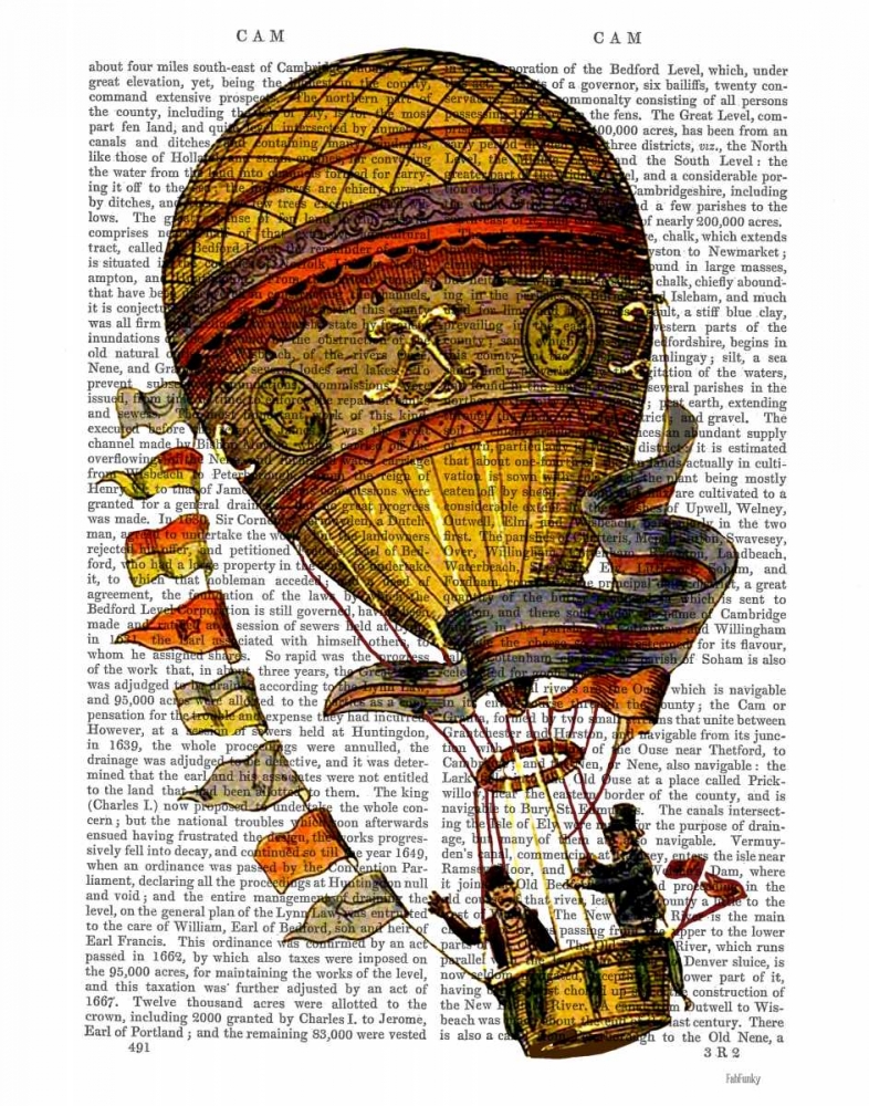 Wall Art Painting id:67850, Name: Hot Air Balloon Gold with Flags, Artist: Fab Funky