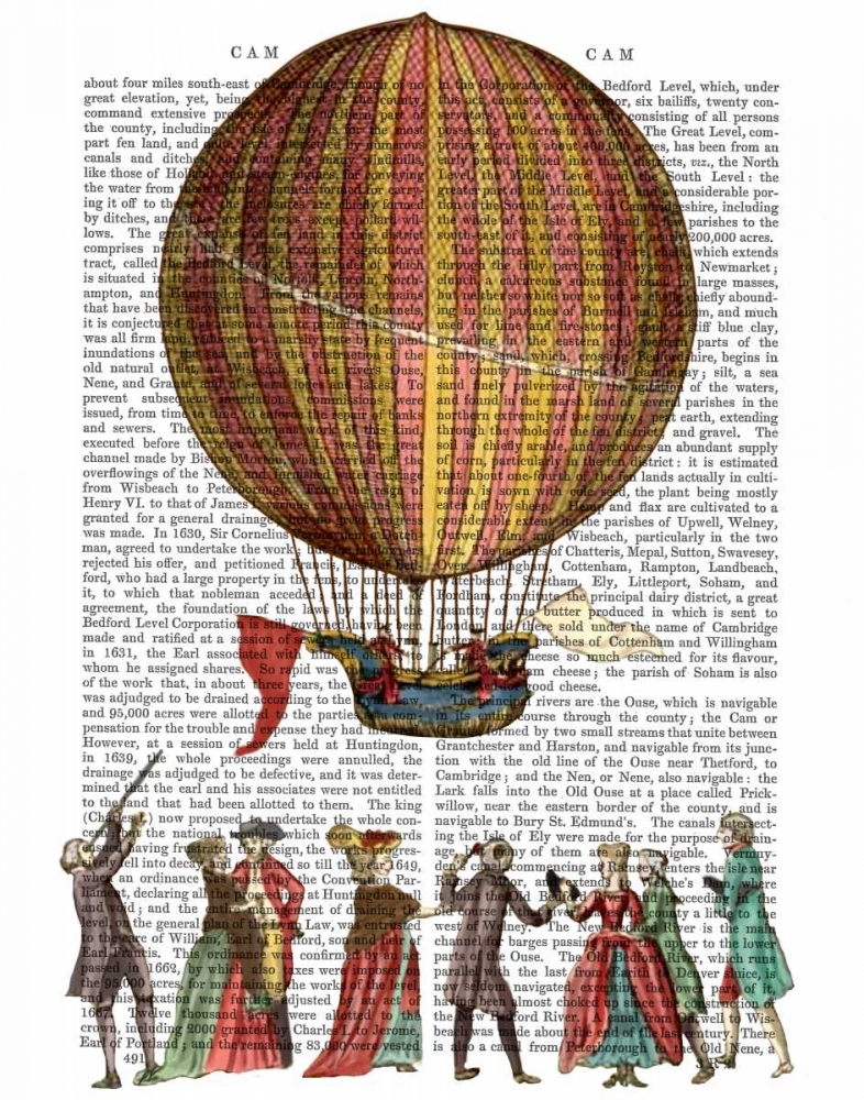 Wall Art Painting id:67854, Name: Hot Air Balloon And People, Artist: Fab Funky