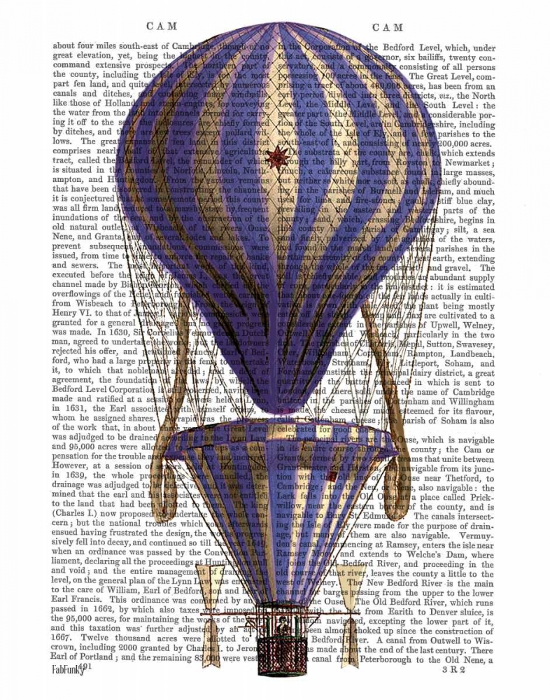 Wall Art Painting id:67857, Name: Tiered Hot Air Balloon Blue, Artist: Fab Funky