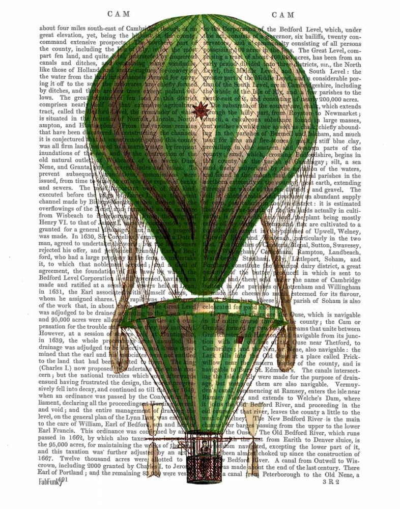 Wall Art Painting id:67858, Name: Tiered Hot Air Balloon Green, Artist: Fab Funky