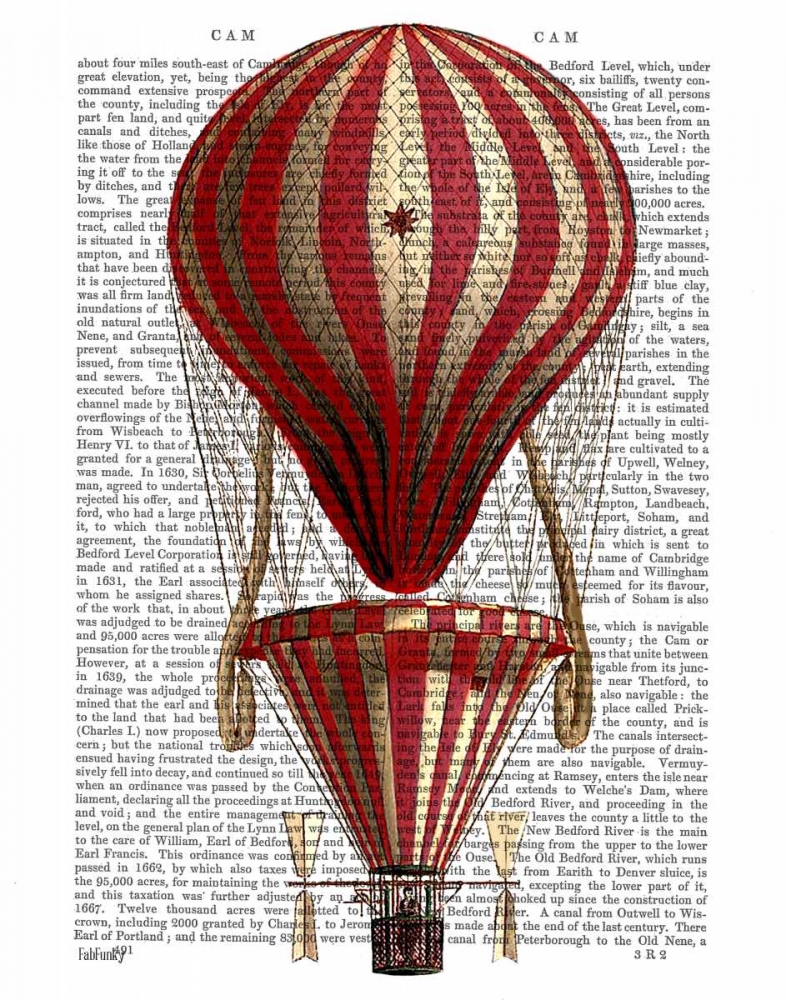 Wall Art Painting id:67859, Name: Tiered Hot Air Balloon Print Red, Artist: Fab Funky
