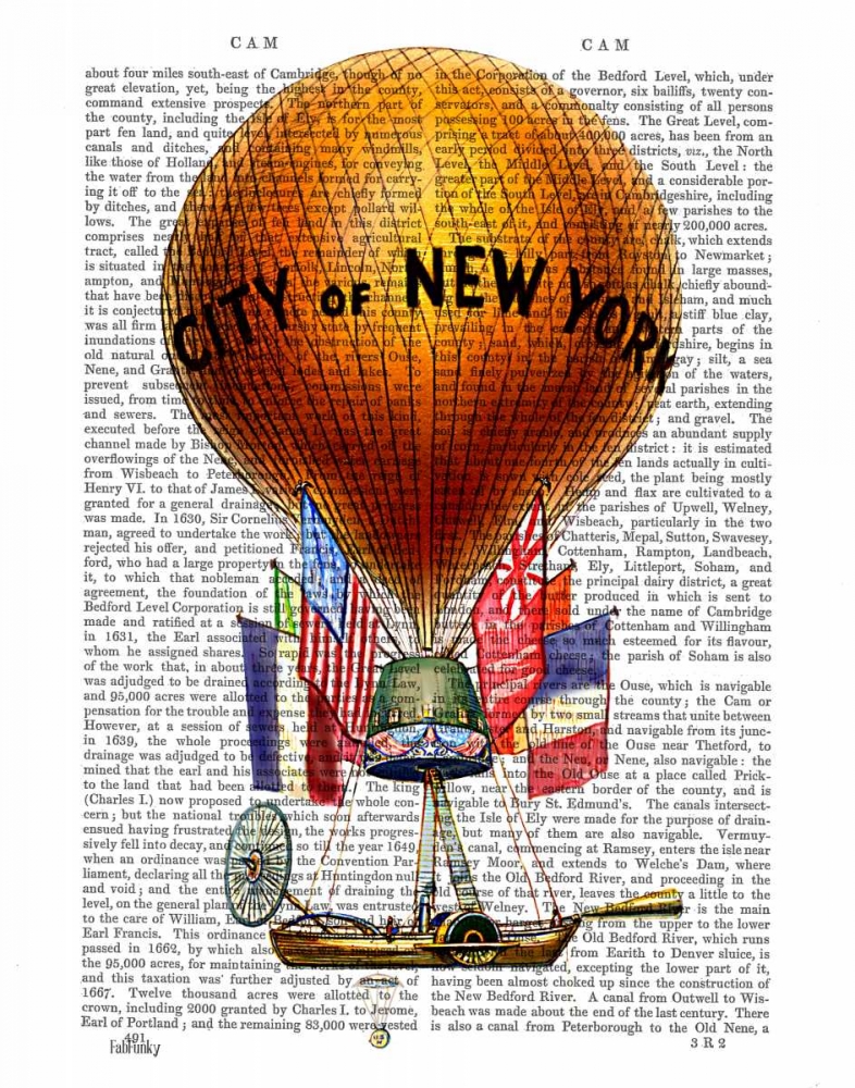Wall Art Painting id:67860, Name: City of New York Hot Air Balloon, Artist: Fab Funky