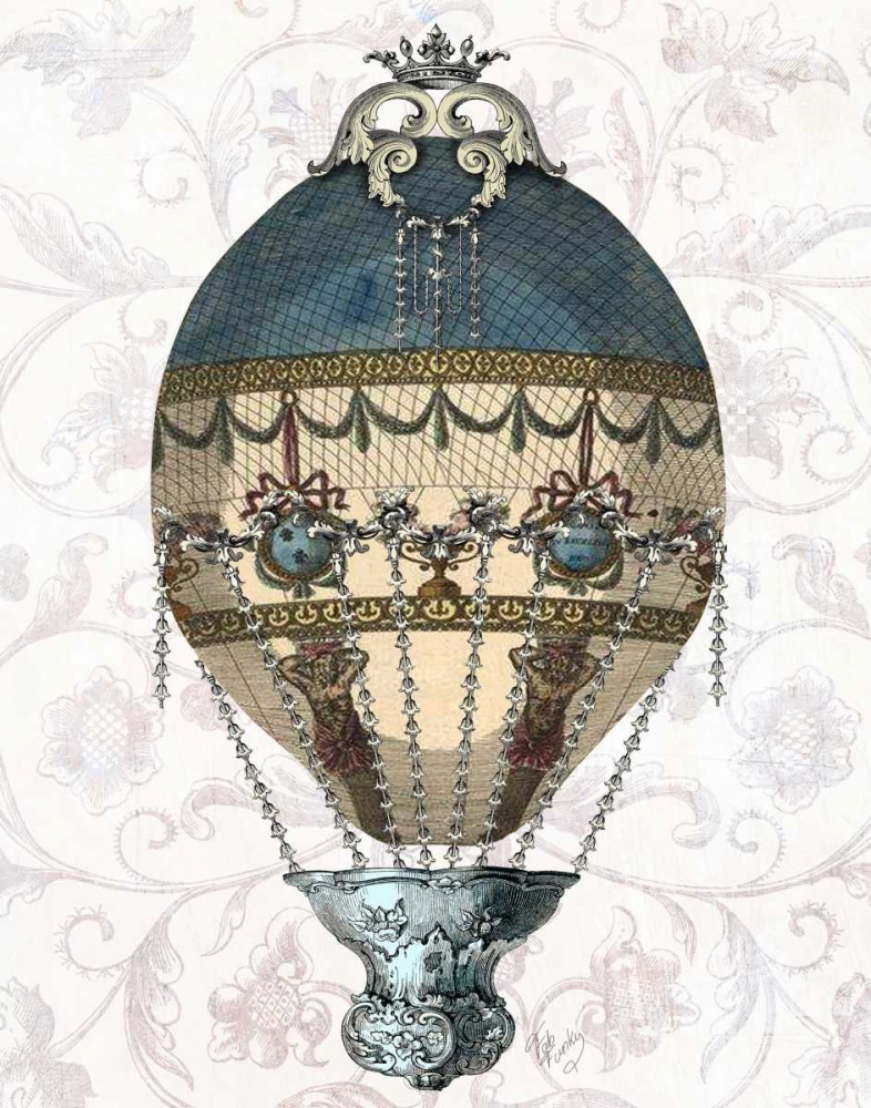 Wall art: Baroque Balloon Blue and Cream, by Fab Funky