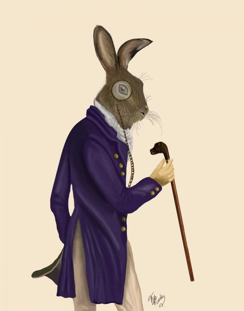 Wall Art Painting id:67965, Name: Hare In Purple Coat, Artist: Fab Funky