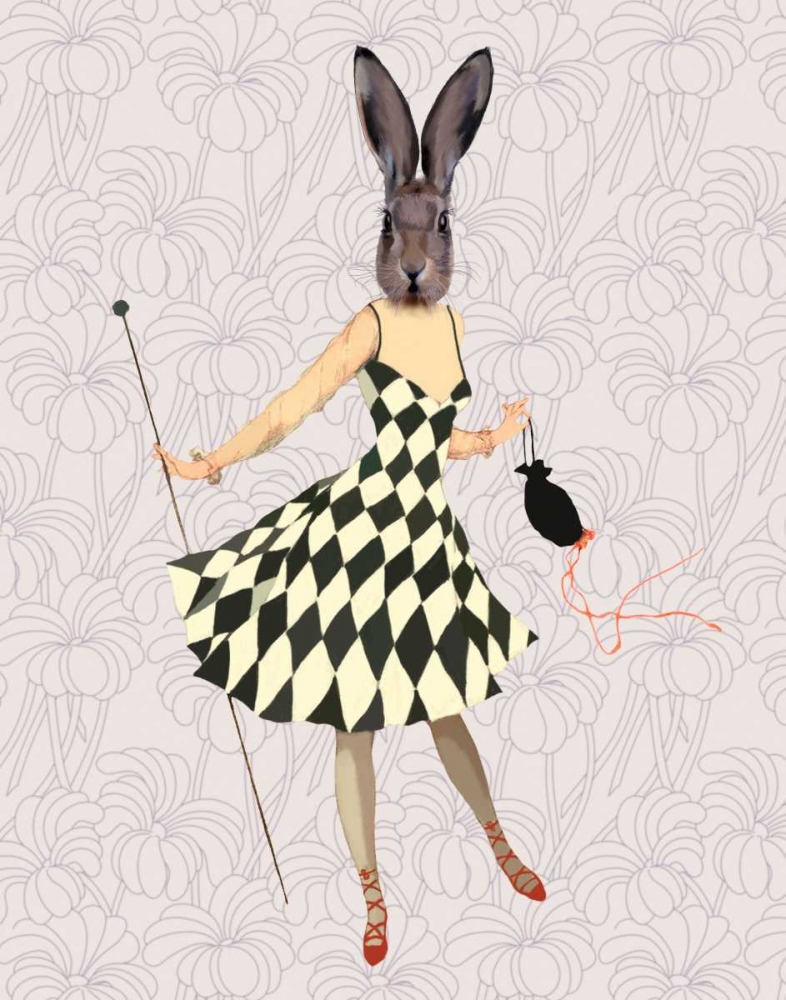 Wall Art Painting id:68003, Name: Rabbit in Black White Dress, Artist: Fab Funky